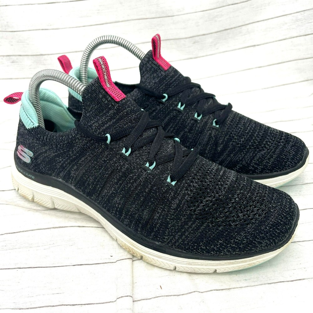Skechers Flex Appeal 4.0 Women Sneakers VICTORY LAP Shoes 149306 Black Pink Sz 9